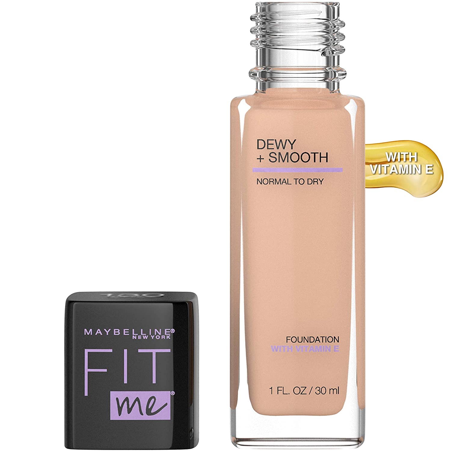 Maybelline Fit Me Dewy + Smooth Foundation Makeup, Nude Beige, 1 Count - Image 2